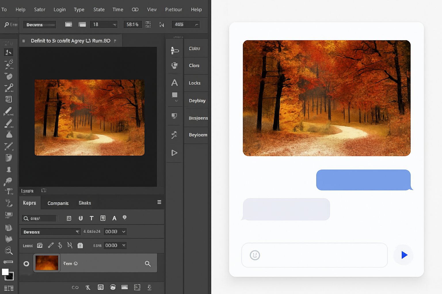 AI image editing comparison showing traditional complex interface vs FLUX.1 Kontext's simple chat interface